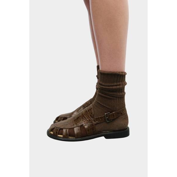 NEW CORDERA women's slingback loafer in brown crocodile